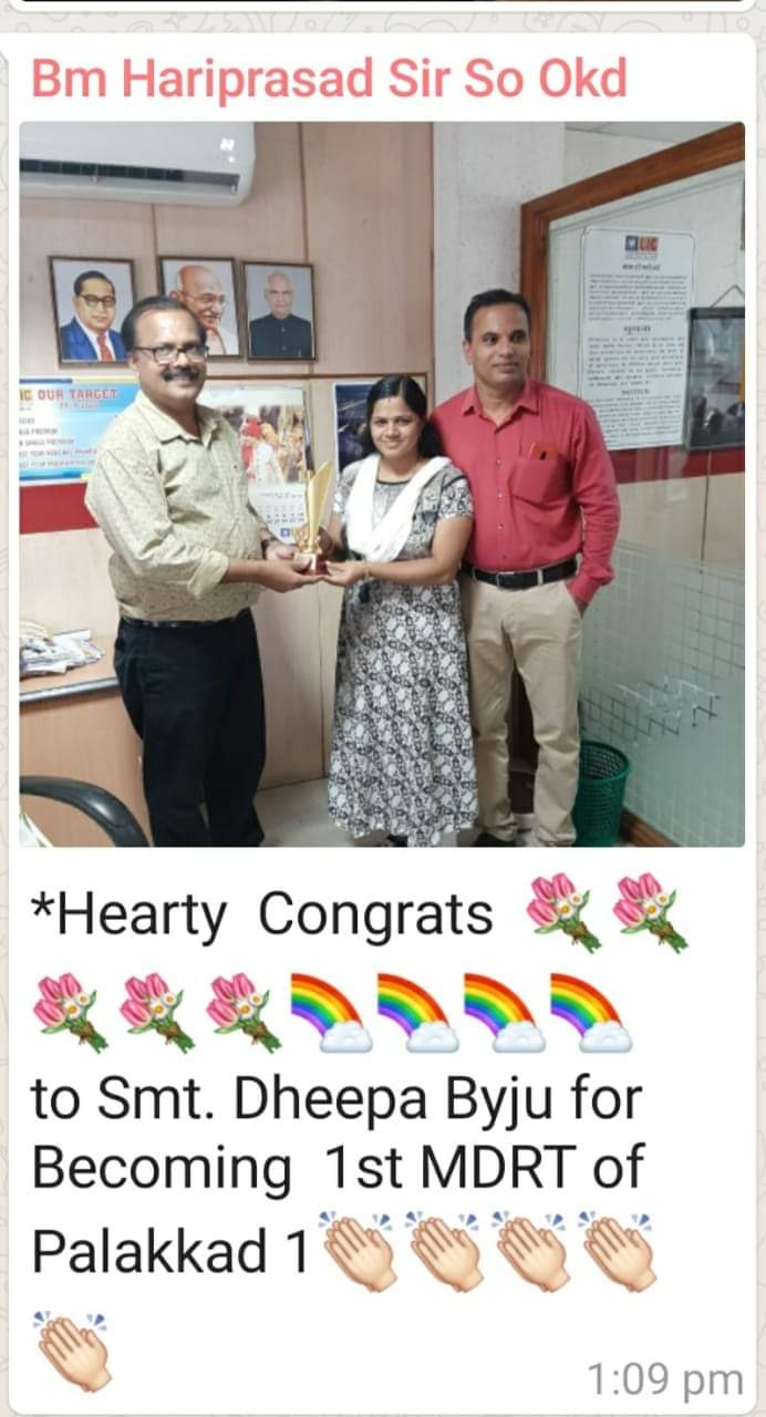 Recognition from Branch Manager for becoming MDRT
