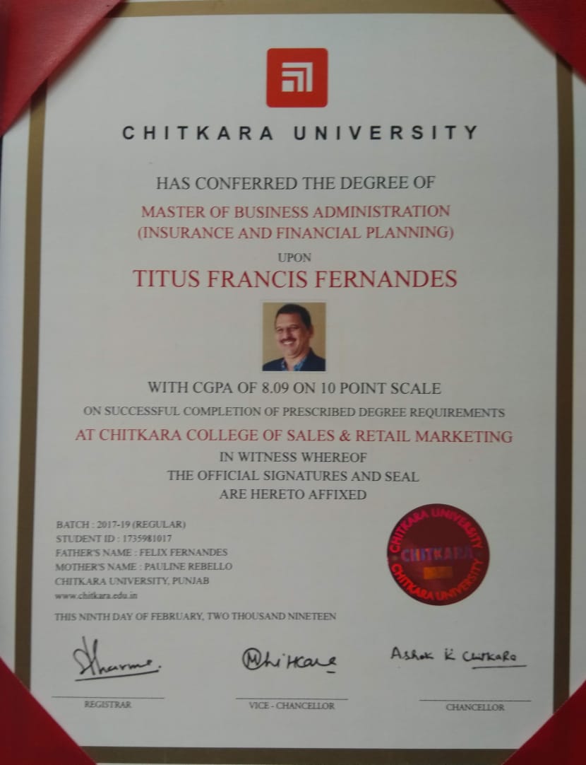 Certificate from Chitkara University