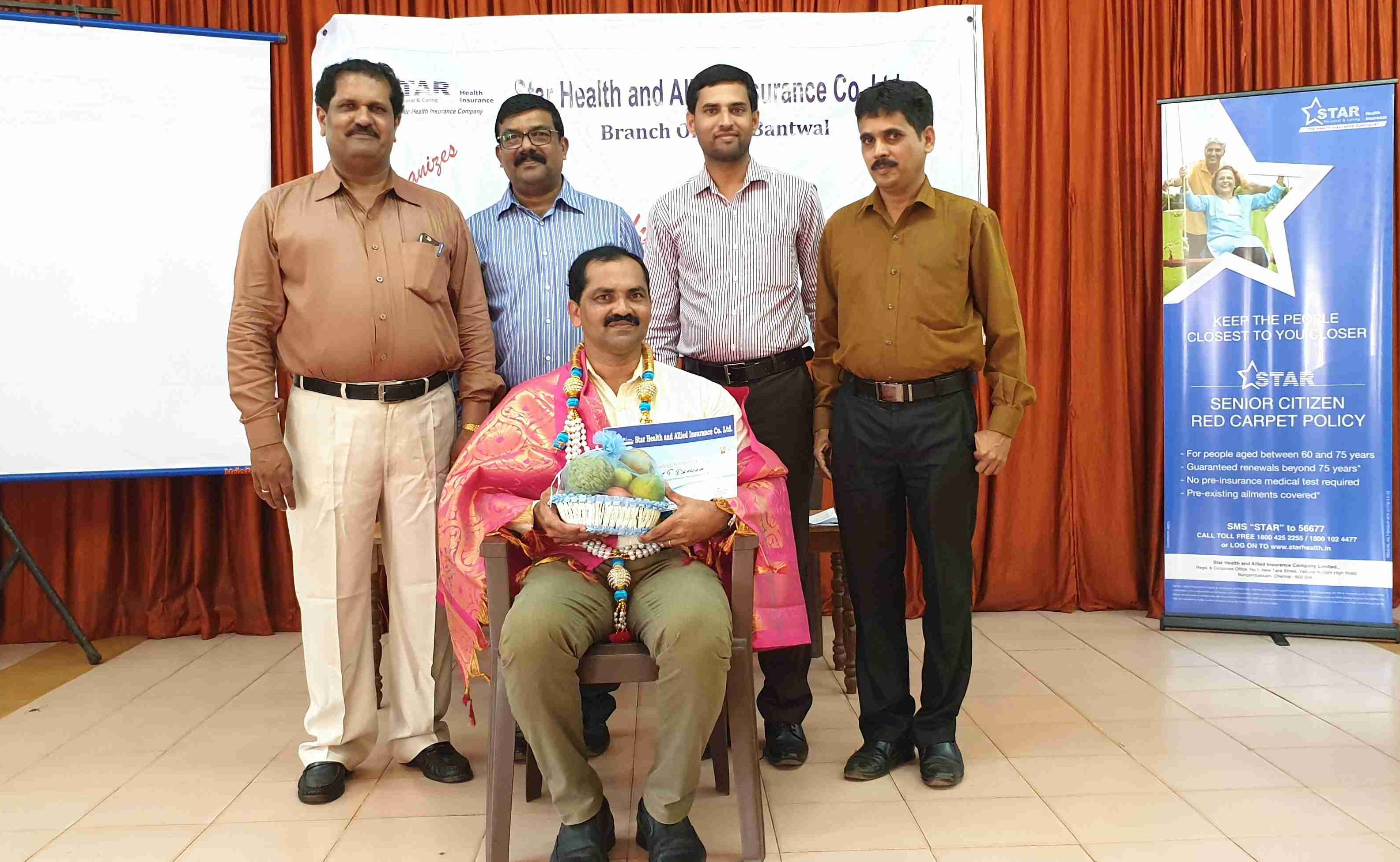 Honoring by Star Health and Allied Insurance Territory Manager Sri Melwyn Sir