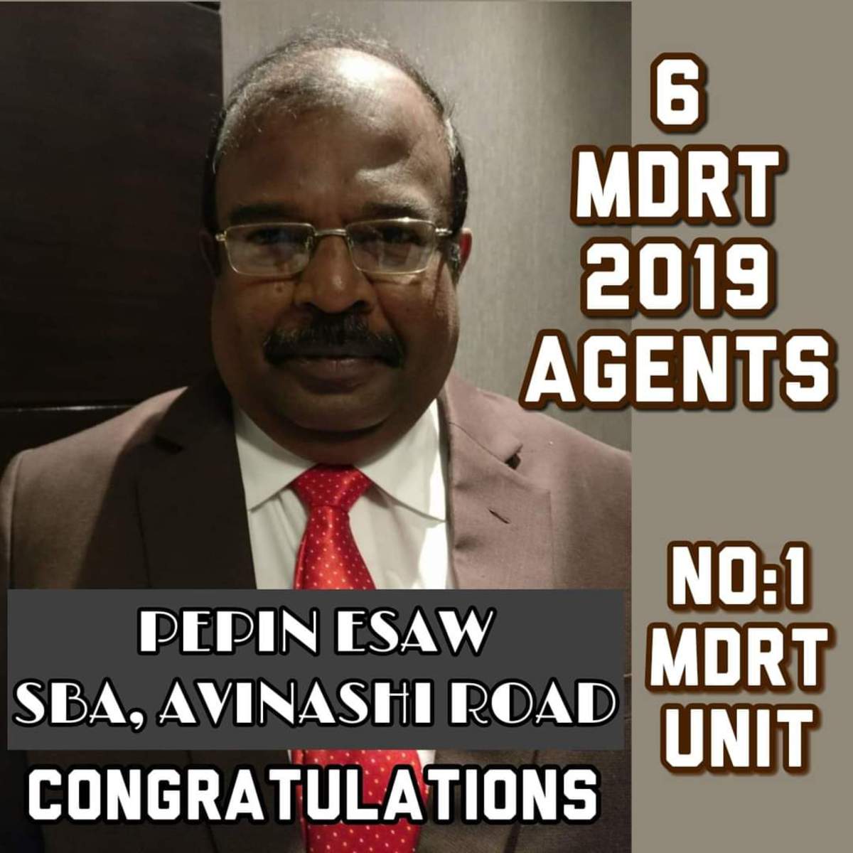 Felicitation for achieving 6 MDRT - 2019