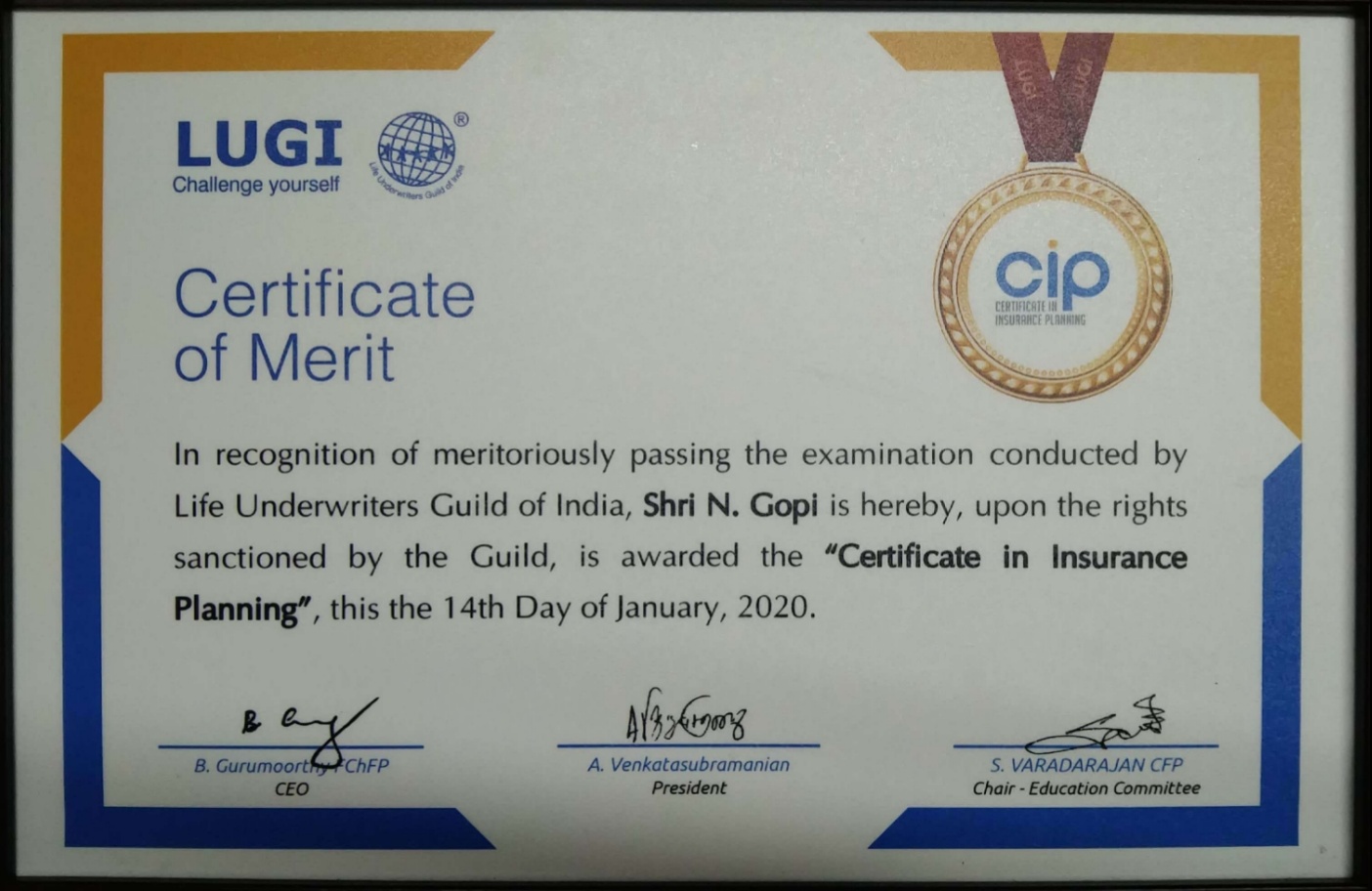 Graduation in Certificate in Insurance Planning