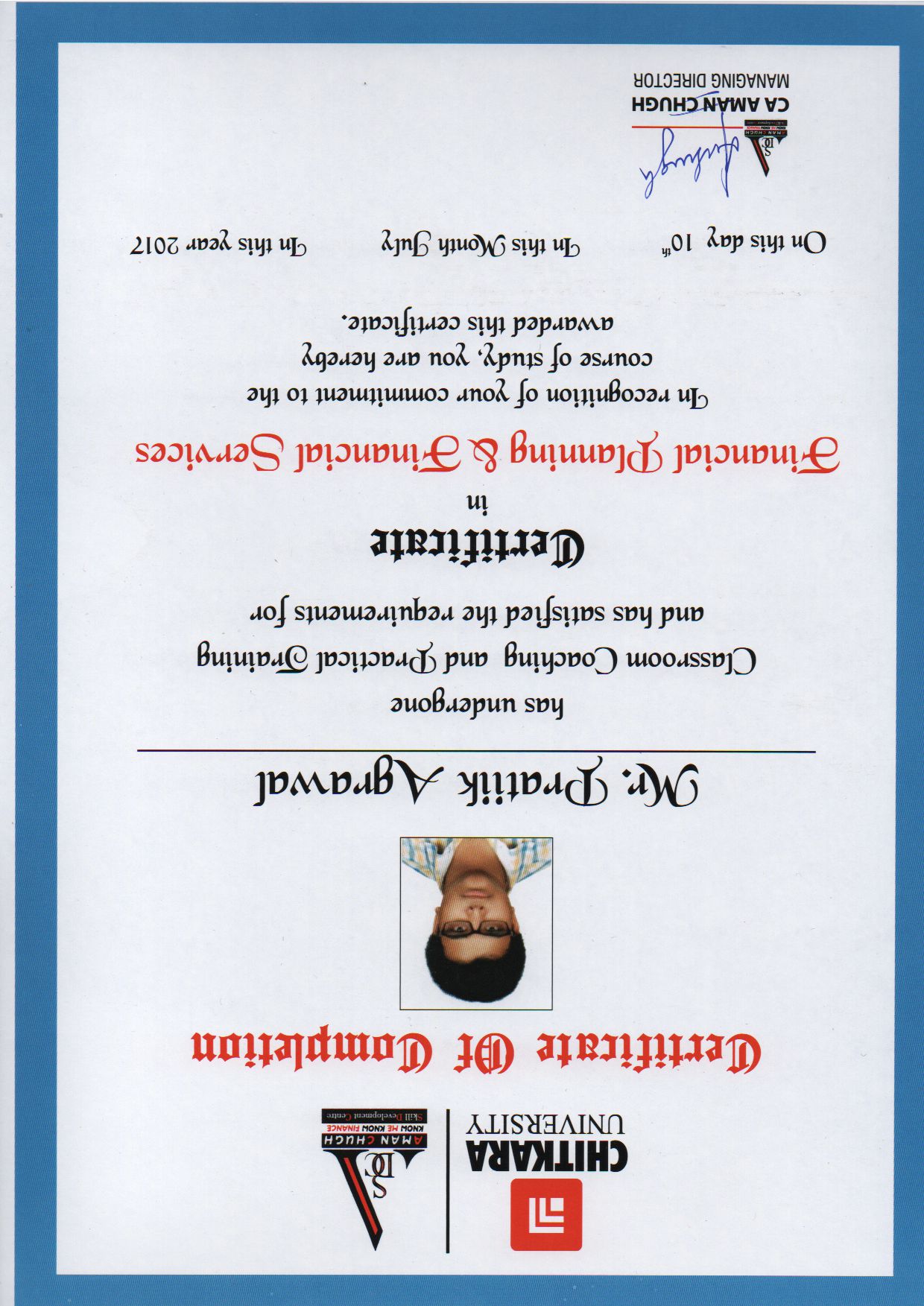 Certificate of Completion