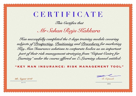 Key Man Insurance Certificate Aug2018