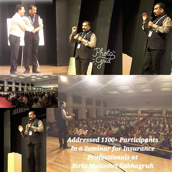 Addressed 1100+ Insurance Professionals at Birla Matoshree On 22nd June 2017. Sub Financial Planning (Per & Post Retirement)