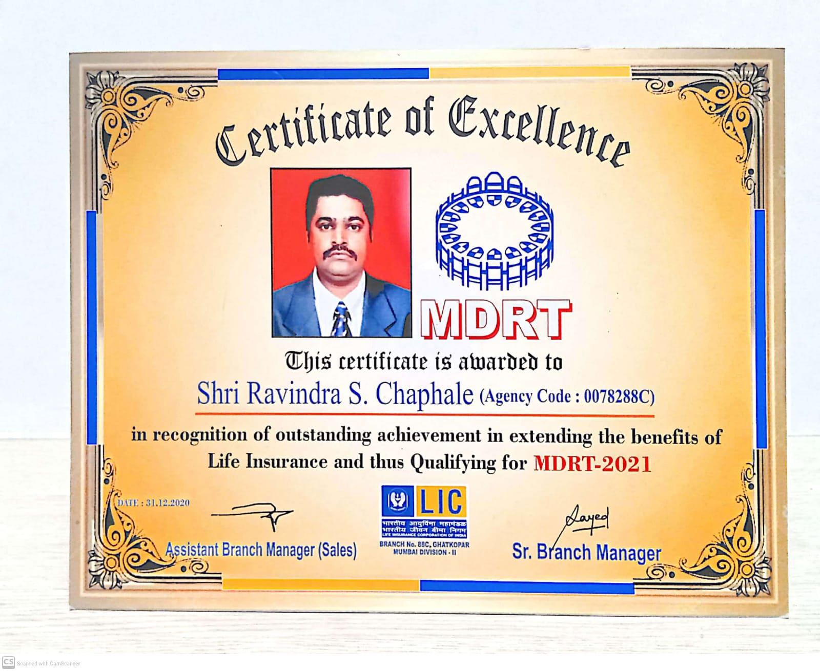 Received Certificate for Excellence