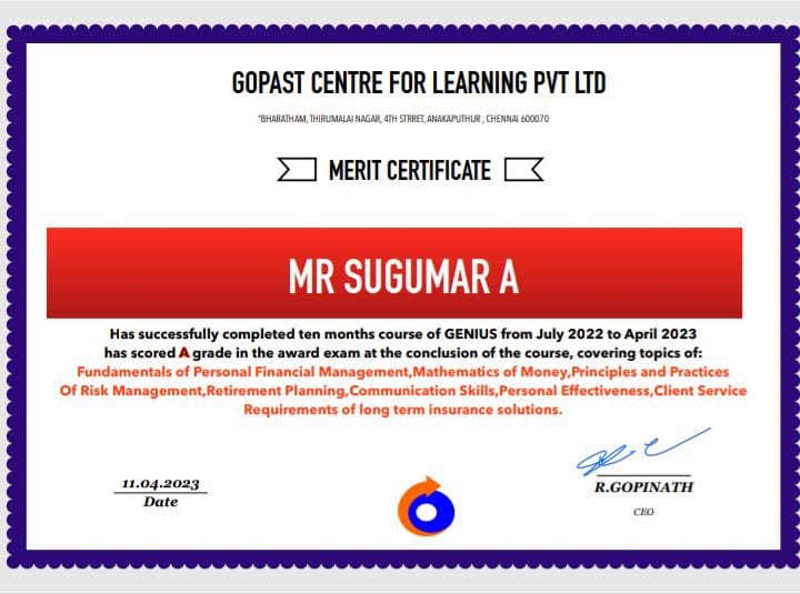 Merit Certificate