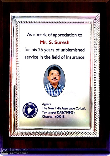 25 Yrs in the field of Insurance from New India Assurance Company