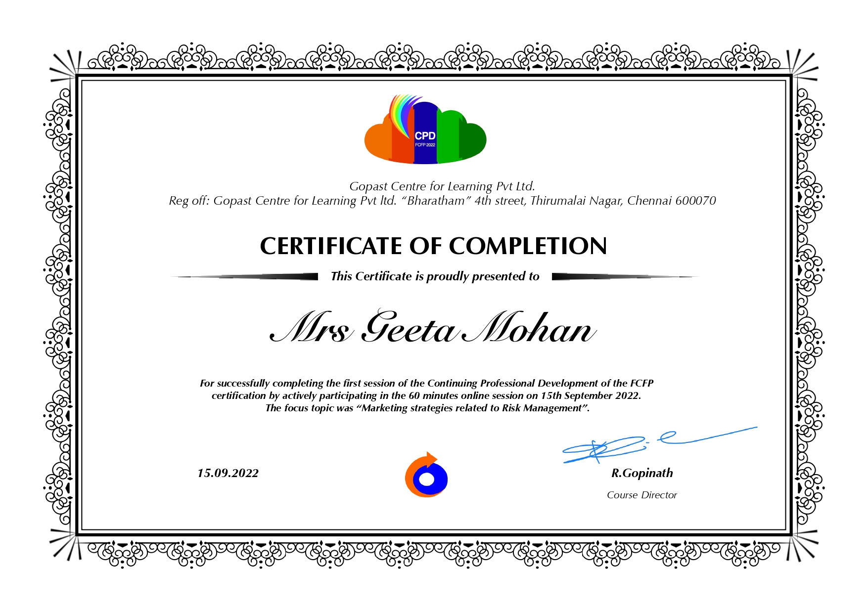 Certificate Of Completion