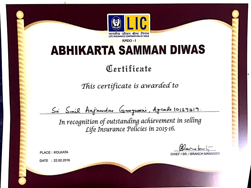 CERTIFICATE OF OUTSTANDING ACHIEVEMENT IN SELLING