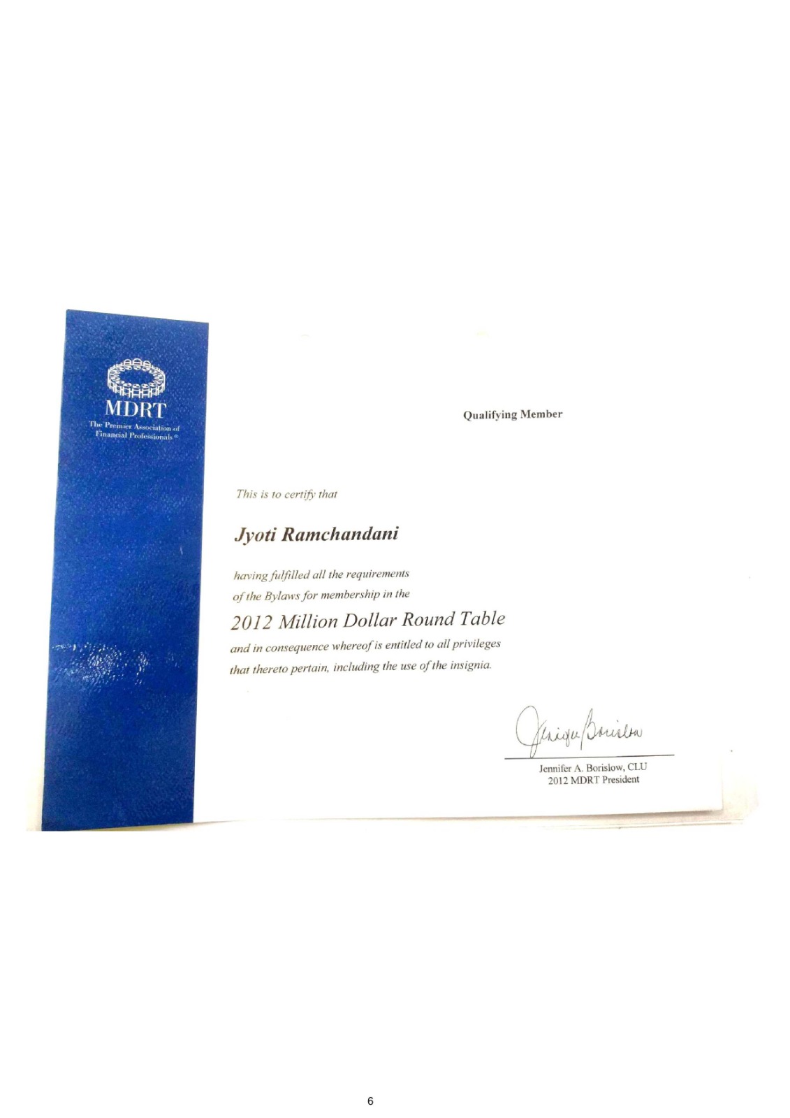Certificate Of MDRT 2012