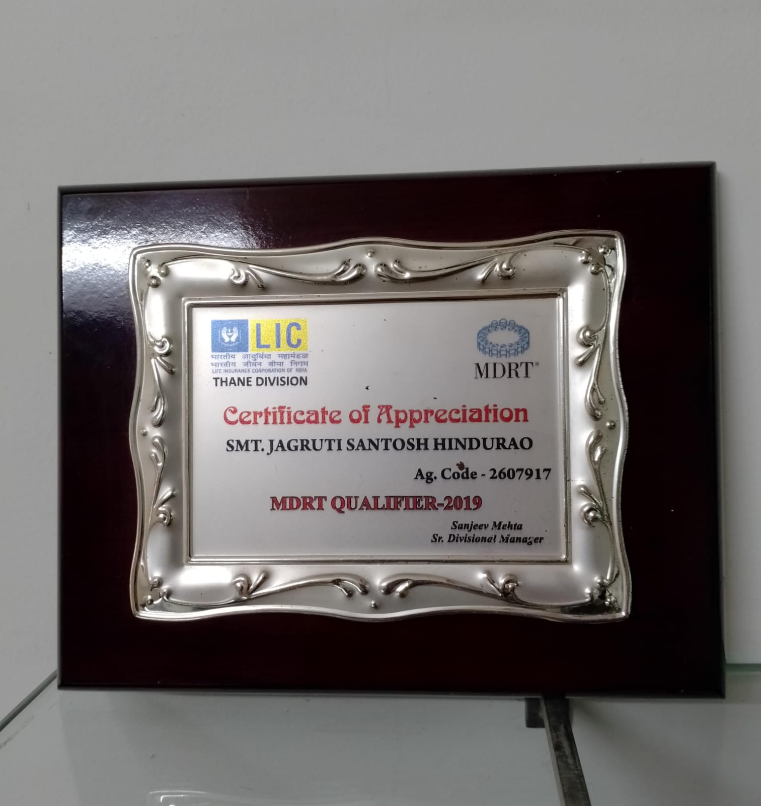 2019 MDRT-USA CERTIFICATE BY THANE DIVISION
