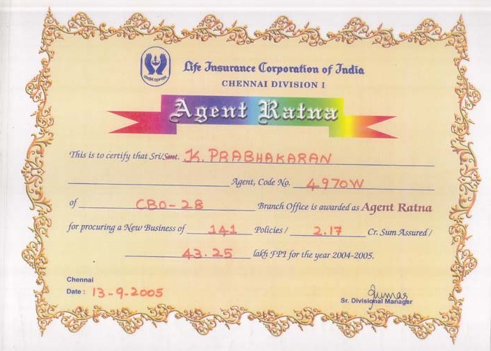 Certificate Of Agent Ratna