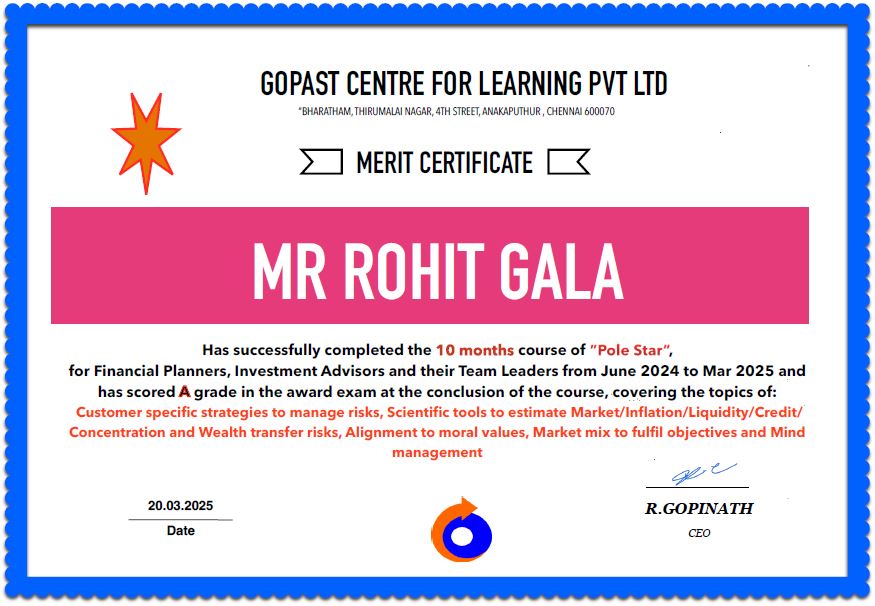 R Gopinath Training Certificate