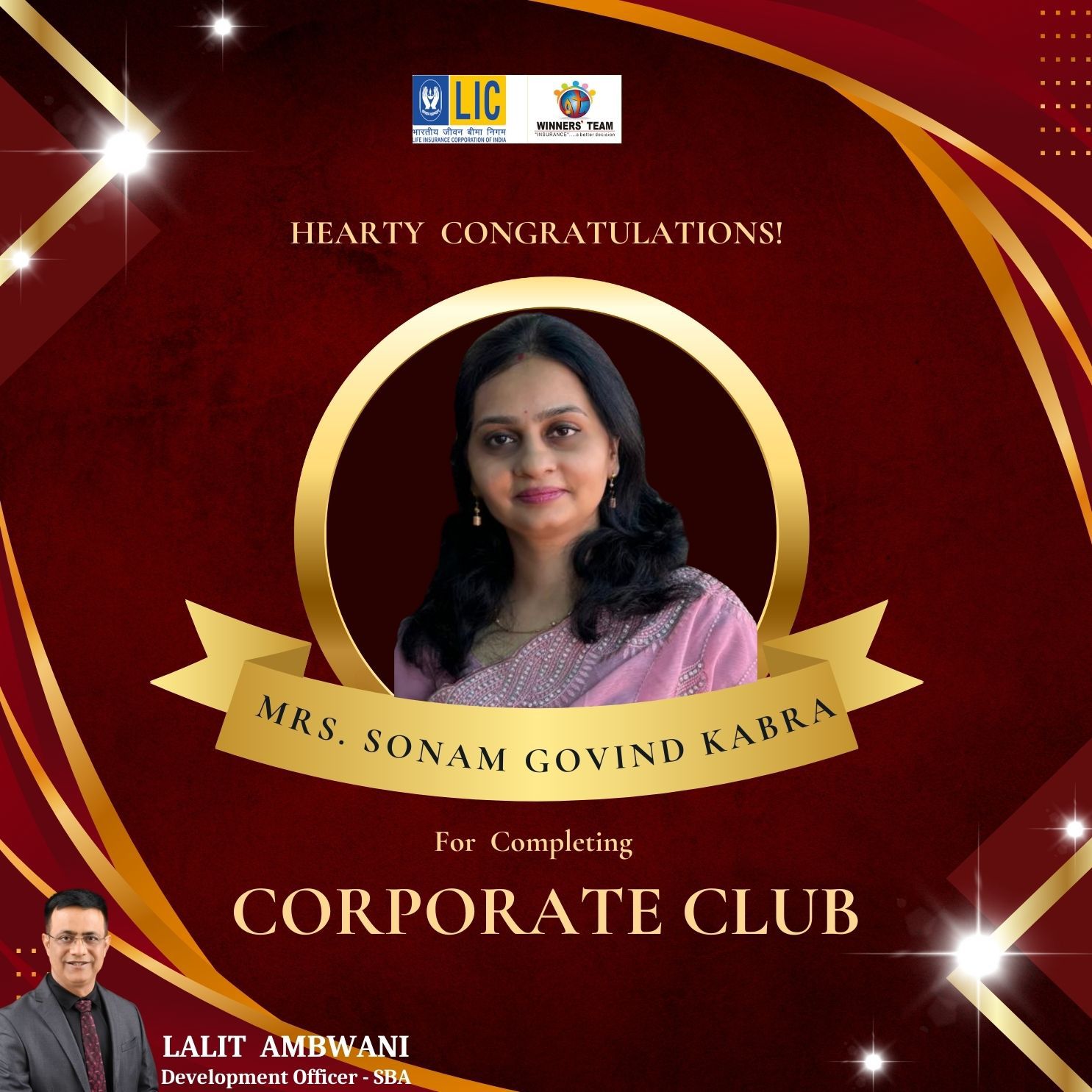 Blessed to achieve this prestigious Corporate Club for March 25.