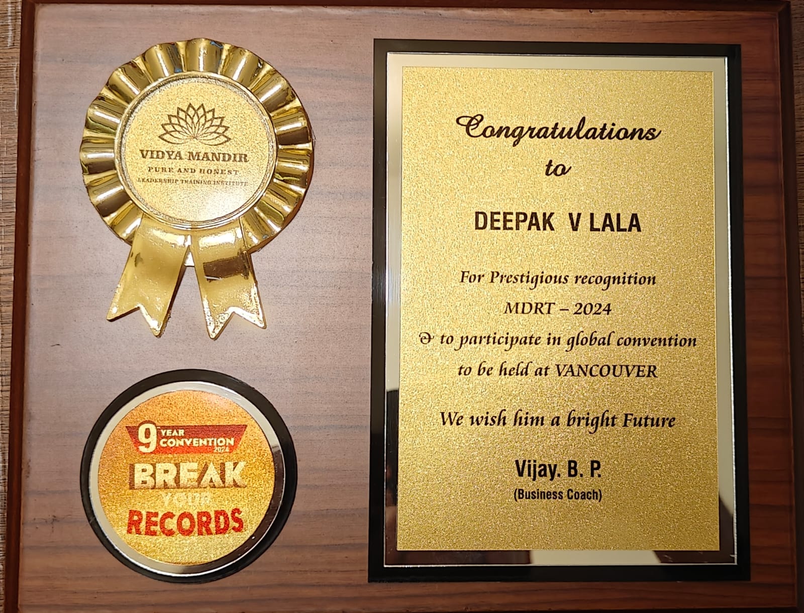 MDRT Award by Vidya Mandir