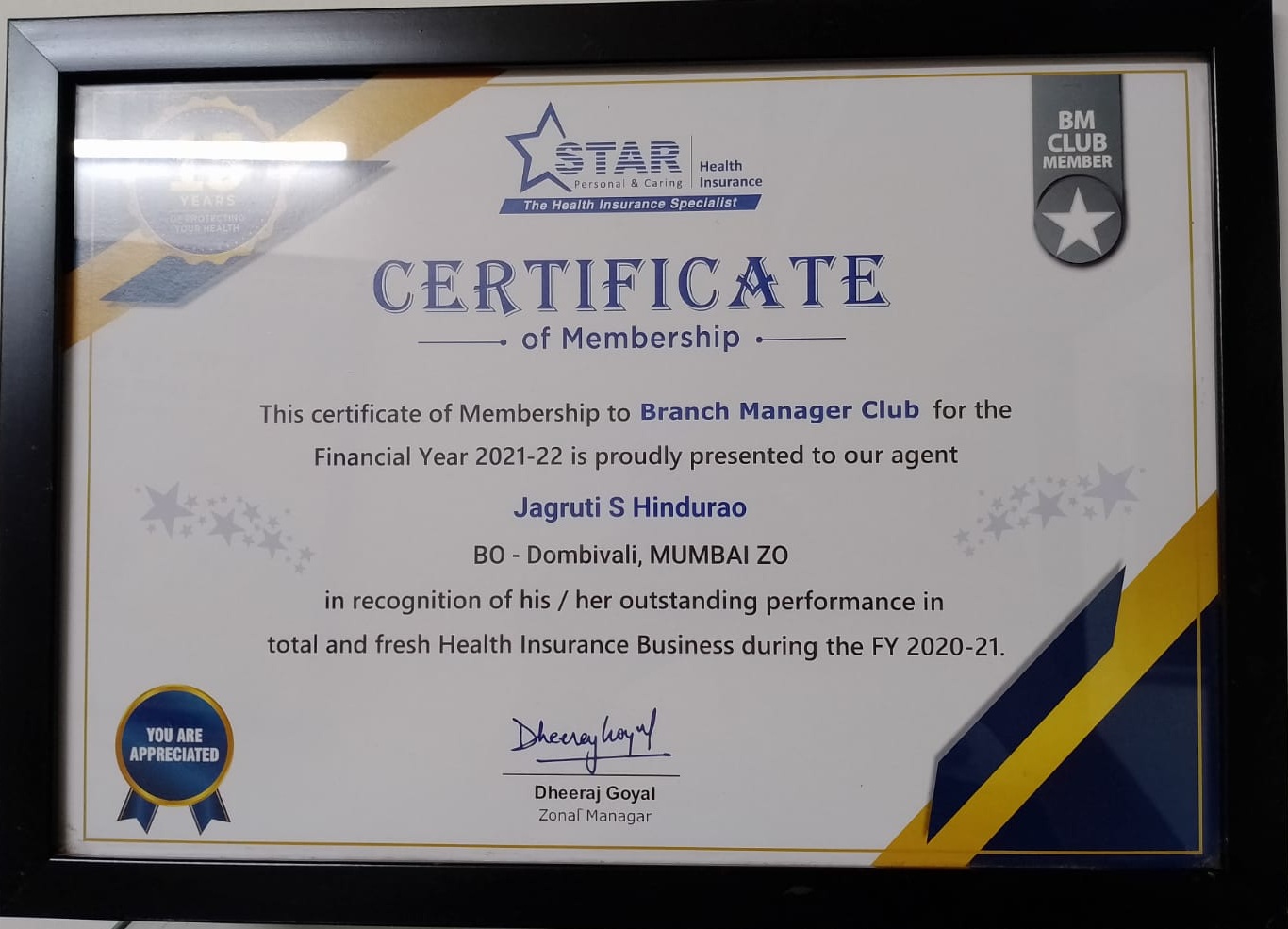BM CLUB ACHIEVEMENT BY STAR HEALTH