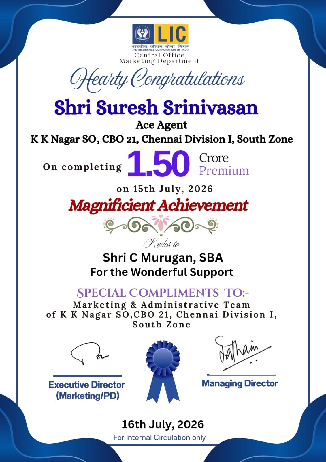 C.O. Flash issued by our esteemed MD Sir.