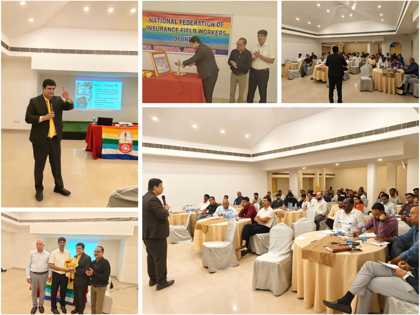 RANJAN NAGARKATTE ADDRESSES A FULL-DAY DEVELOPMENT OFFICERS' TRAINING PROGRAM ORGANIZED BY THE NFIFWI GOA DIVISION ASSOCIATION AT VILLAGIO RESORT, GOA.
