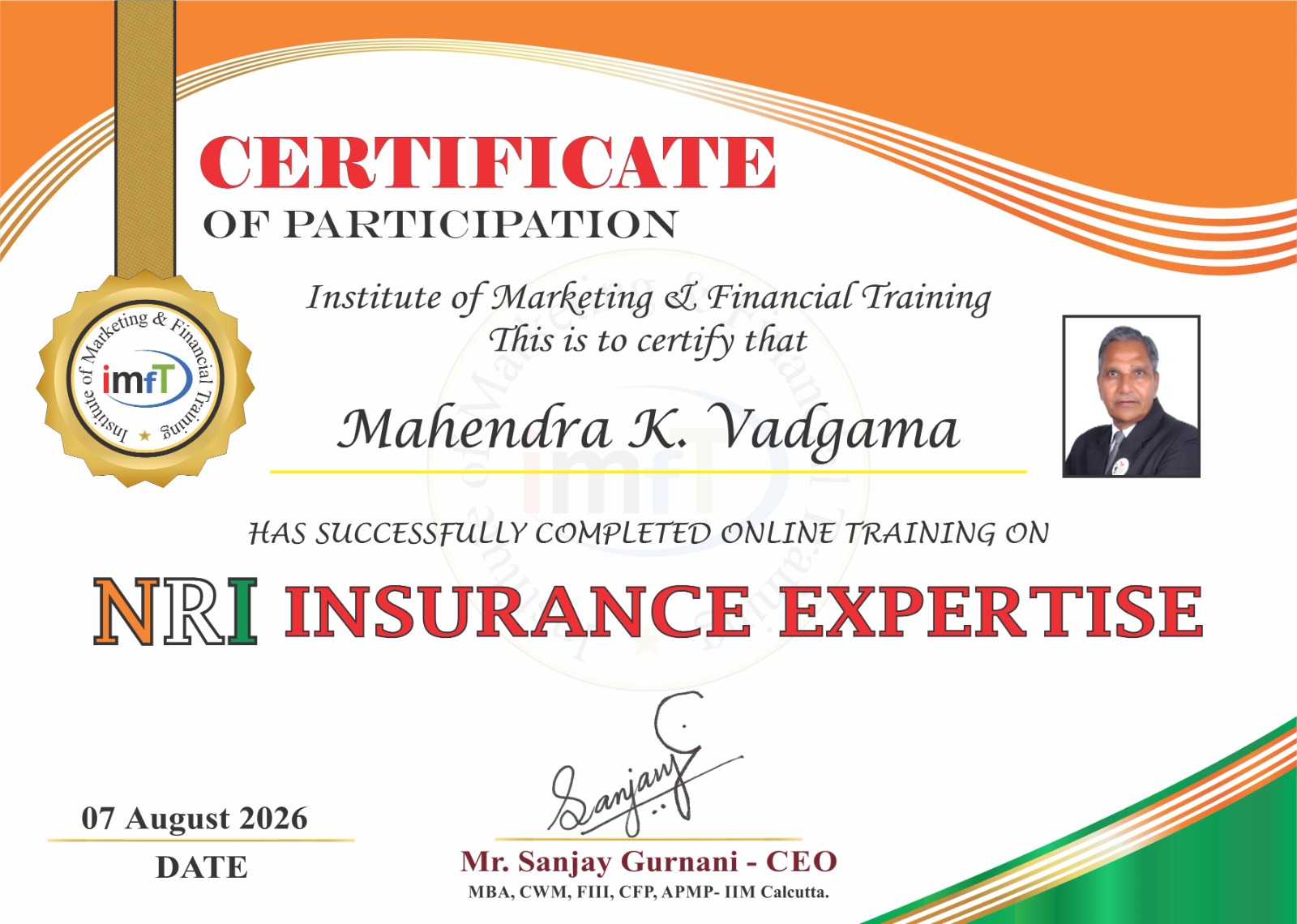 Certificate of Recognition 2026