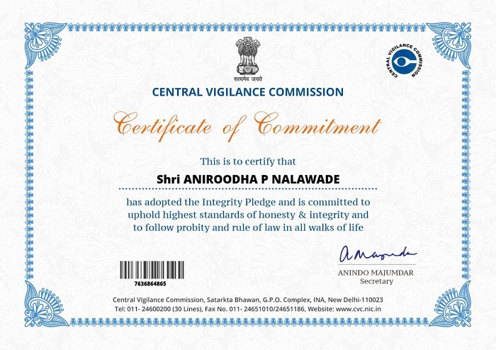Certificate of Commitment - Central Vigilance Commission