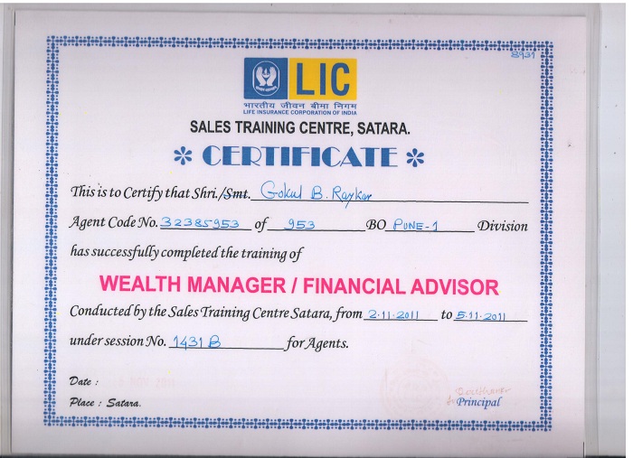 Certificate from STC, Satara