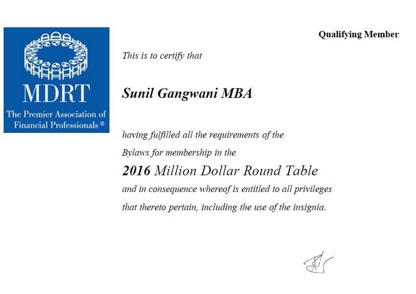 MDRT 2016 Certificate