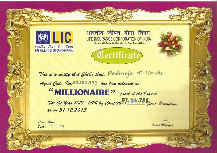 Certificate of Millionaire