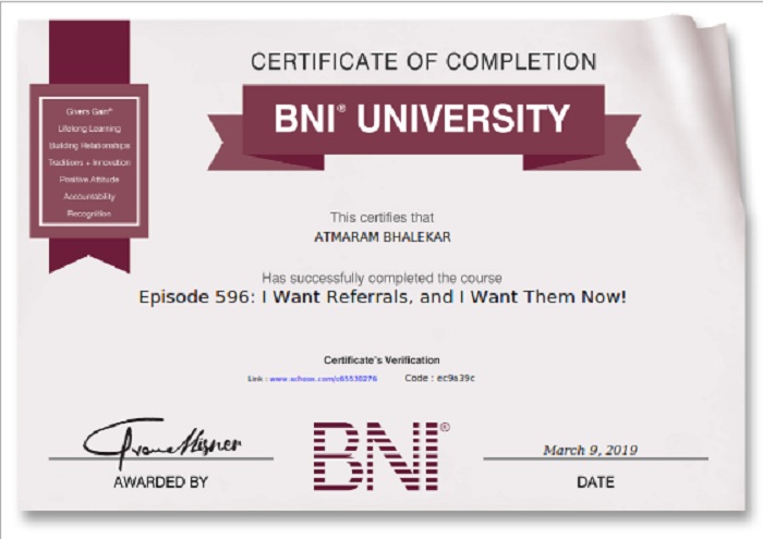 Certificate of Completion