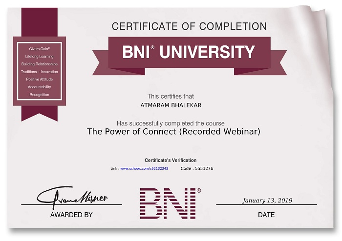 Certificate of Completion