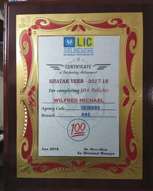 Certificate for Shatakveer Agent 2017-18