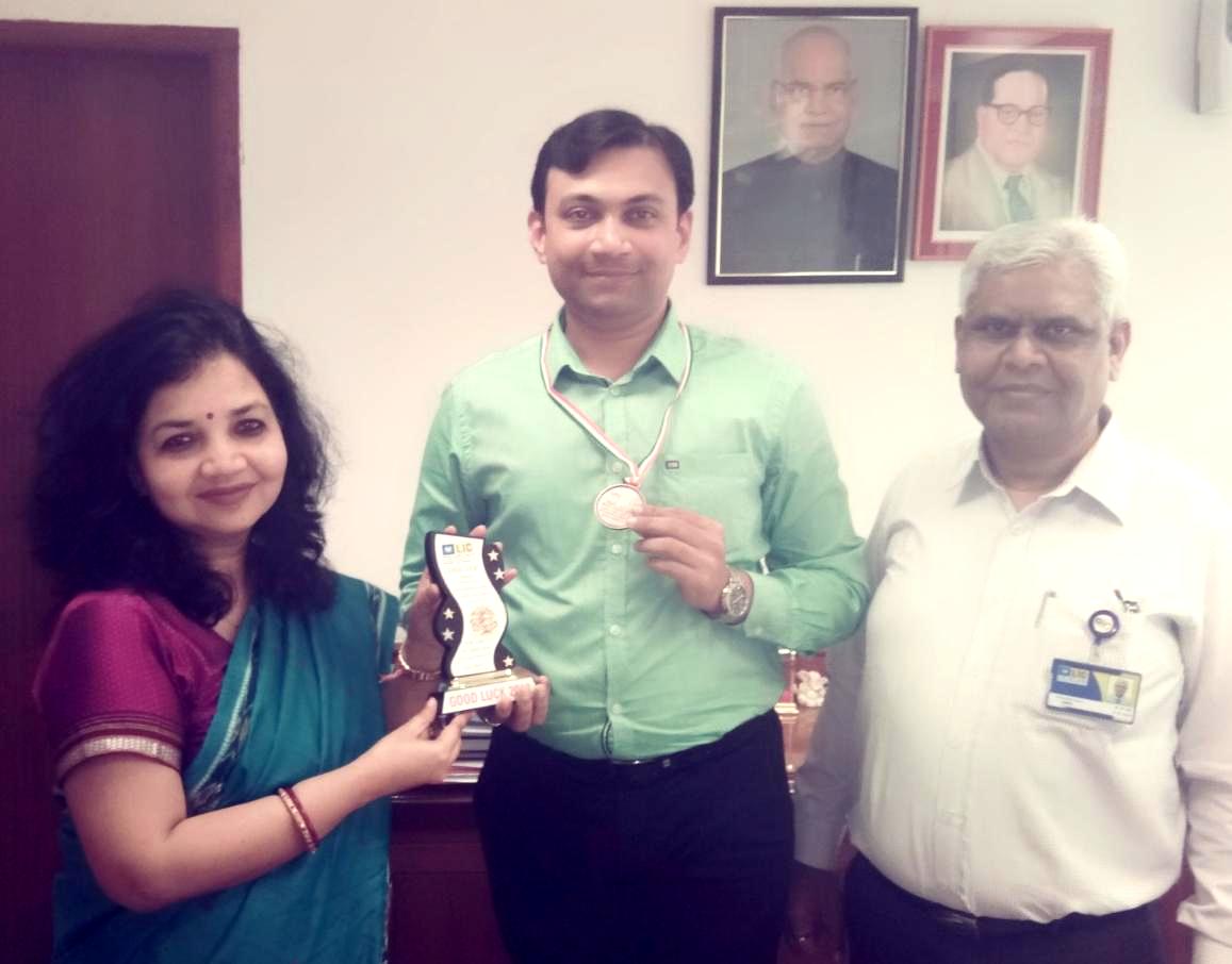 AWARDED WITH MEDAL & TROPHY FROM MEETA KHARE MADAM(SDM) & DARJI SIR(MM)